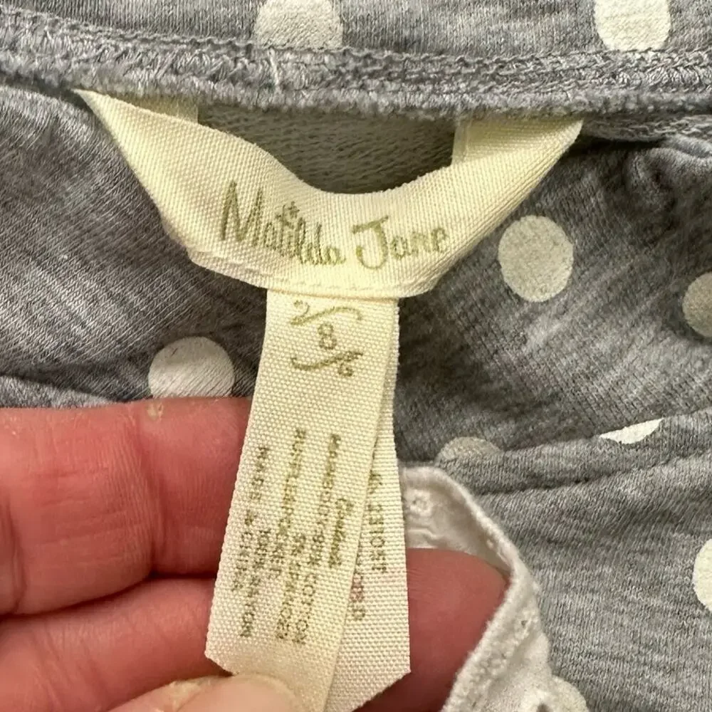 Matilda Jane Lead The Way Jacket Polka Dots Ruffled Hem Pink Gray Size 8